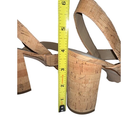 Ann Taylor Sandals Cork Strappy Lorna Block Heel Slip On Open Toe Size 11 - Picture 7 of 8